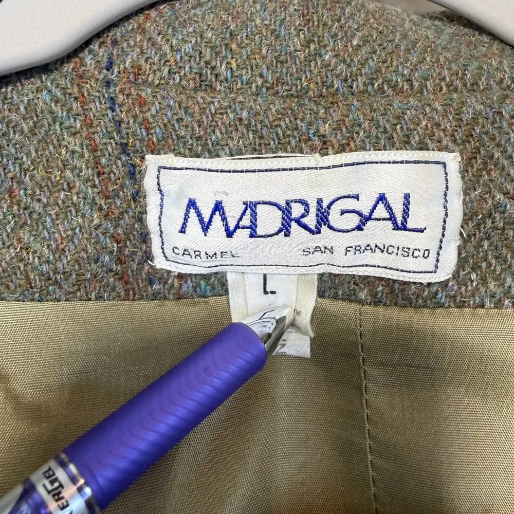 Madrigal Carmel Blazer Men's L Brown Wool Herringbone Vintage Professor  Preppy